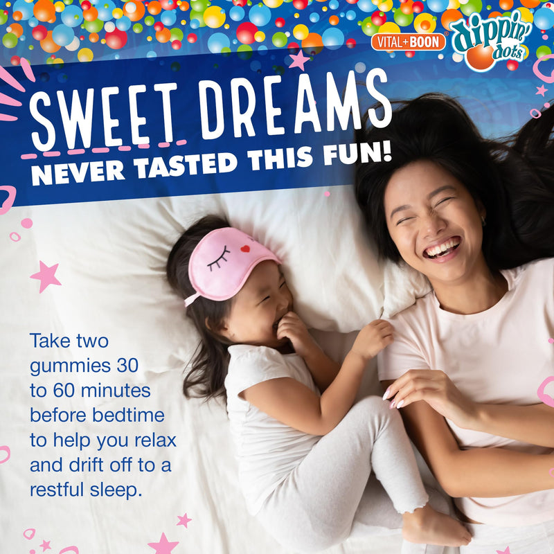 Dippin' Dots Kids Melatonin Gummies, Natural Sleep Aid, 2.5mg (60 Ct) | Strawberry Sunset Creme sleep aid gummies for kids & adults; vegetarian, easy nightly melatonin gummy chew for bedtime. 60 Count (Pack of 1) Gummy - 5 mg/serving