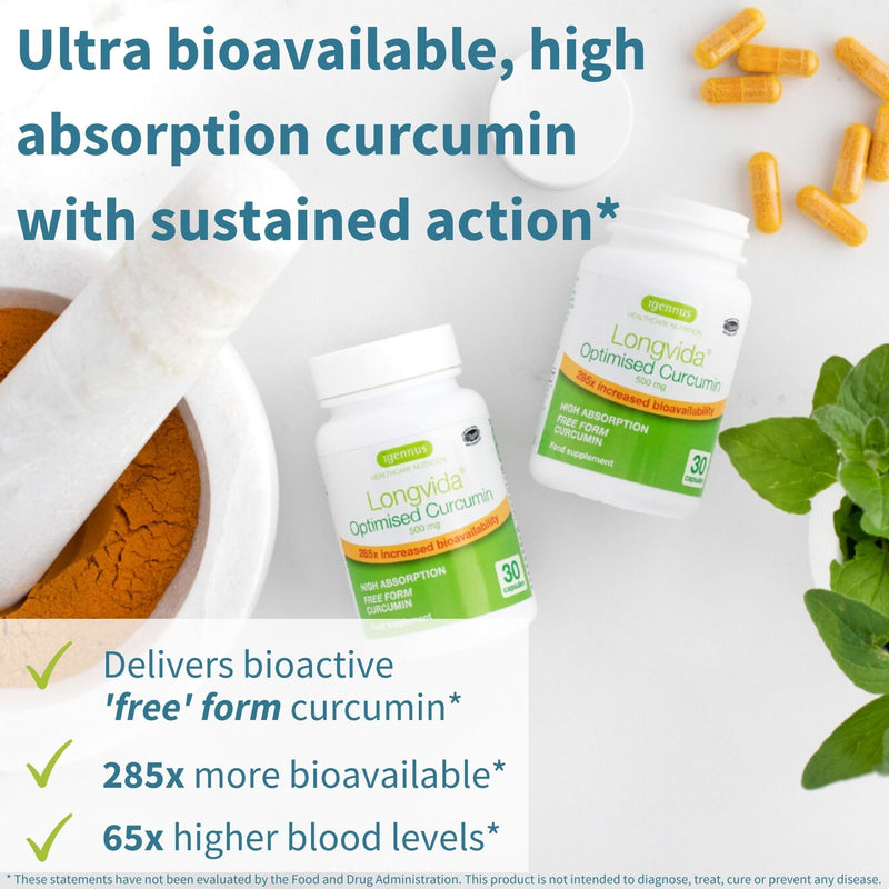 [Australia] - Igennus Longvida Lipidated Curcumin 500mg, Ultra Bioavailable & Sustained Action, 65x Higher Plasma Levels, Intensive Support, Free-Form Curcumin, Vegan, 30 Capsules 30 Count (Pack of 1) 