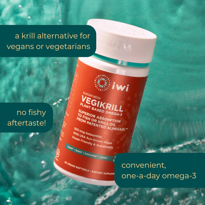 [Australia] - Iwi life Vegikrill Omega-3, 30 Softgels (30 Servings), Vegan, Plant-Based Algae Omega-3 with Astaxanthin, Whole-Body Support Dietary Supplement, Krill & Fish Oil Alternative, No Fishy Aftertaste 30 Servings 