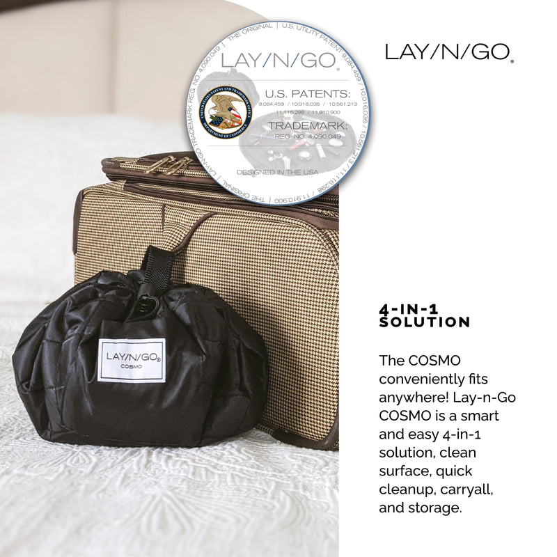 Lay-n-Go Cosmo Drawstring Cosmetic Pouch 20" Makeup Bag Organizer & Nail Spa 18" Acrylic Nail Polish Holder Toiletry Bag for Travel, Gift Bundle, Purple