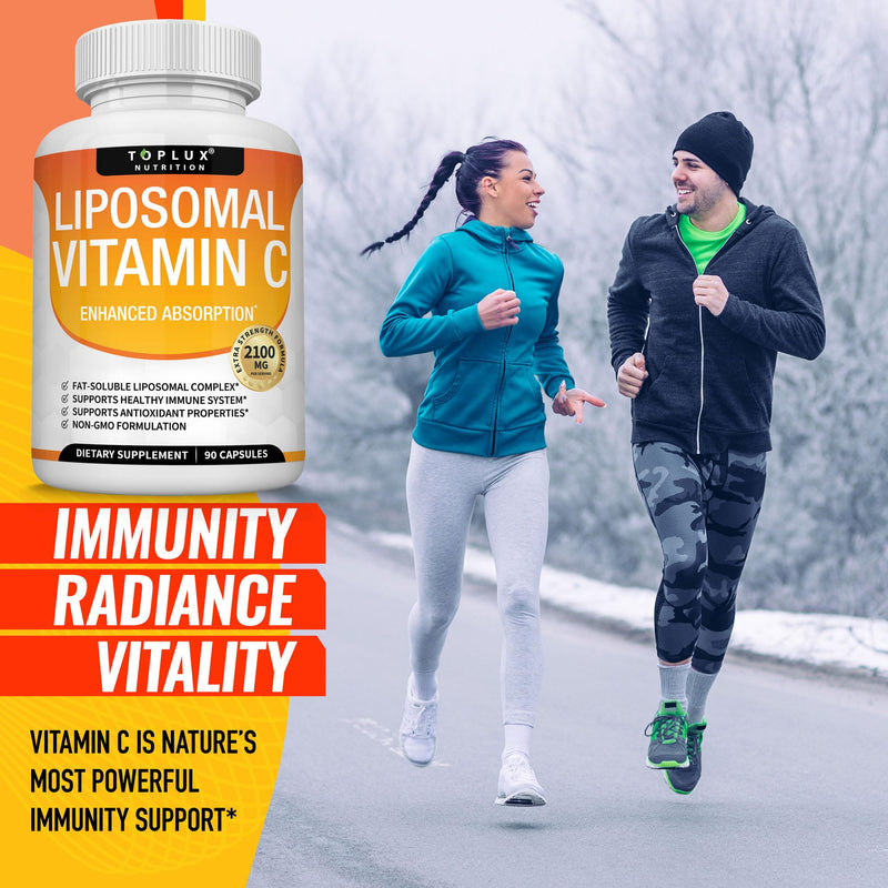 Liposomal Vitamin C 2100mg High Absorption Fat Soluble VIT C - Immune Support Collagen Booster Immunity Defense & Powerful Antioxidant, MCT Oil & Sunflower Lecithin, Acsorbic Acid, Vegan Non-GMO V3