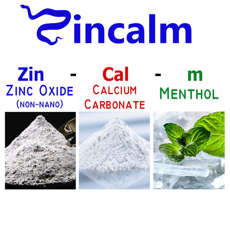 Zincalm All-Natural Body & Foot Powder, Concentrated 50% Zinc, Cornstarch-Free Moisture/Odor Absorbing Anti-Chafing/Friction, Itch Relief Formula for Dry/Cool Skin with Ultra-Pure Calcium & Menthol
