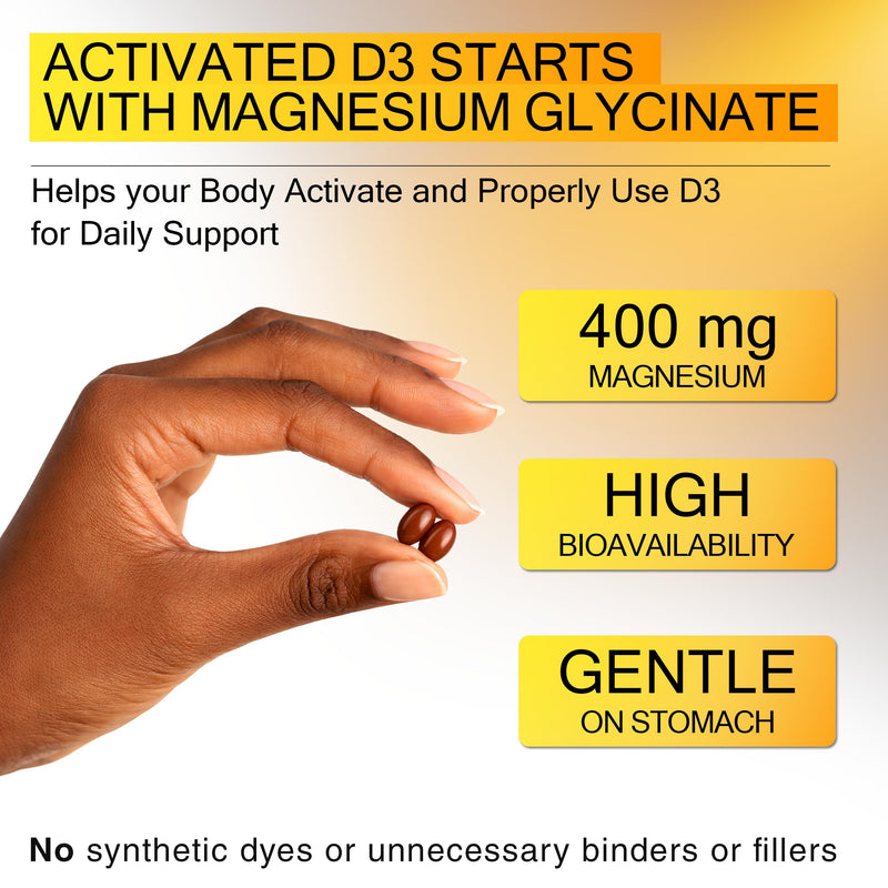 KEY ELEMENTS Vitamin D3 K2 10,000 IU with Magnesium Glycinate 400mg & Saffron 88.5mg - Mood, Immune, Bone Health - Vitamin D and K (MK-7) 200mcg - Non-GMO, Gluten-Free Softgels for Women & Men