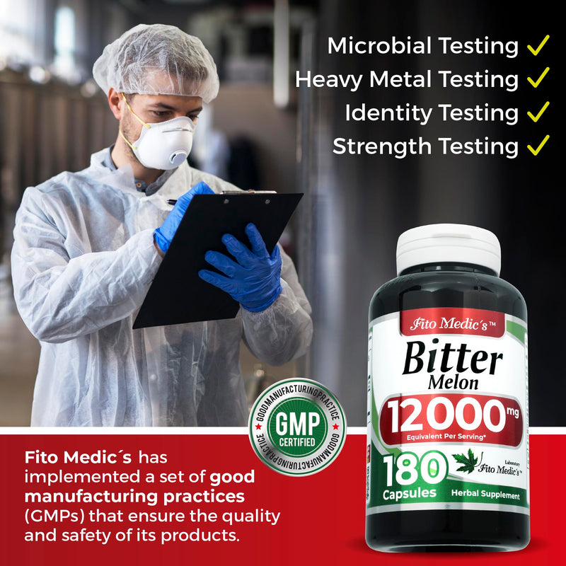 [Australia] - FITO MEDIC'S Lab | Bitter Melon Extract 600 mg (20:1 Concentrate) per 3-Capsule Serving | Derived from 12,000 mg Whole Fruit | 180 Count 