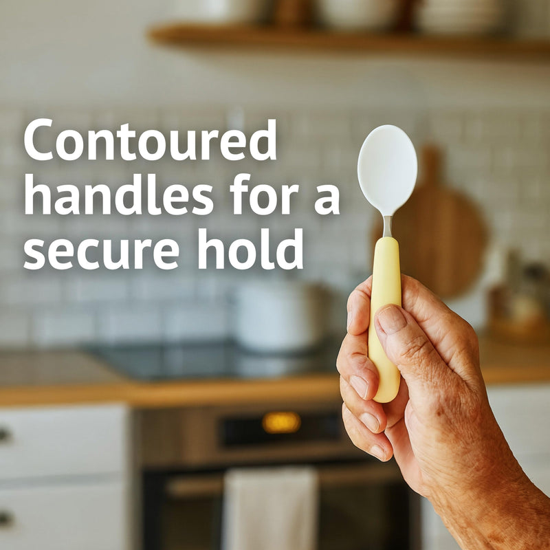 HOMECRAFT Caring Cutlery , Ivory Handle Soft Coated Teaspoon (Eligible for VAT Relief in the UK) Stainless Steel Eating Utensil , Silverware for Weak Grip , Restricted Movement , Elderly , Disabled Single