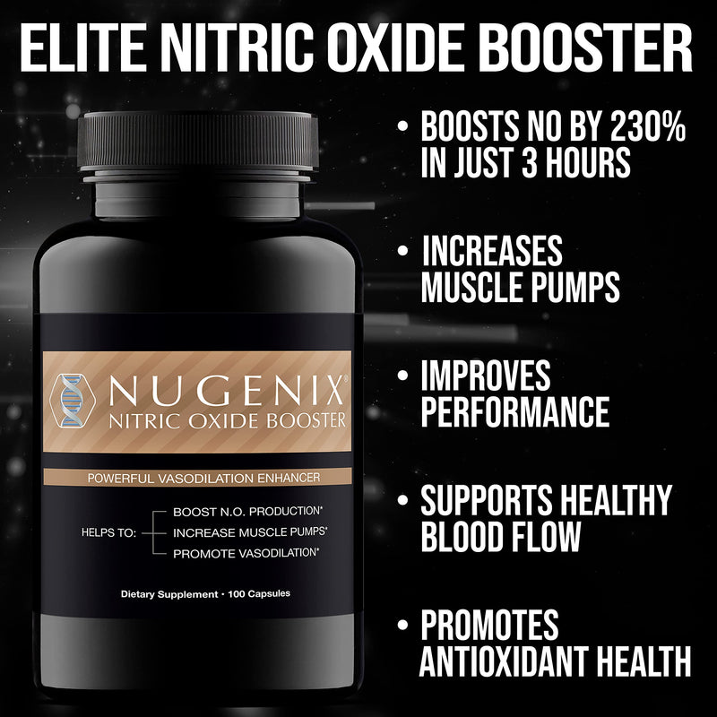 [Australia] - Nugenix Nitric Oxide Booster Supplement - Nitric Oxide Flow, L-Arginine, L-Citrulline, Pine Bark Extract - Vasodilator - 100 Capsules 