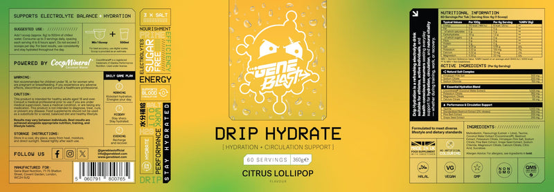 Drip Hydrate Electrolyte Drink Powder for Hydration – Triple Salt Complex with Coconut Water & Taurine – 60 Servings (Citrus Dream) Citrus Dream 360g