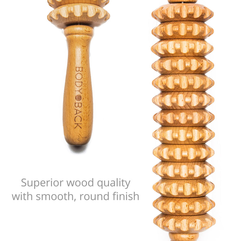 [Australia] - Body Back Wood Therapy Roller for Maderoterapia, Lymphatic Drainage, Cellulite Massage, and Massage Rolling, Natural Muscle Massage Stick Tool for Massage and Relaxation Straight 