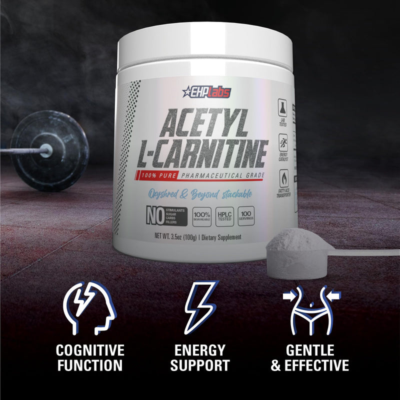 [Australia] - EHP Labs Acetyl L Carnitine Powder - Supports Natural Energy Production, Assists in Healthy Brain Function, Supports Heart Health, Vegan, Gluten Free, Non GMO - 100 Servings 