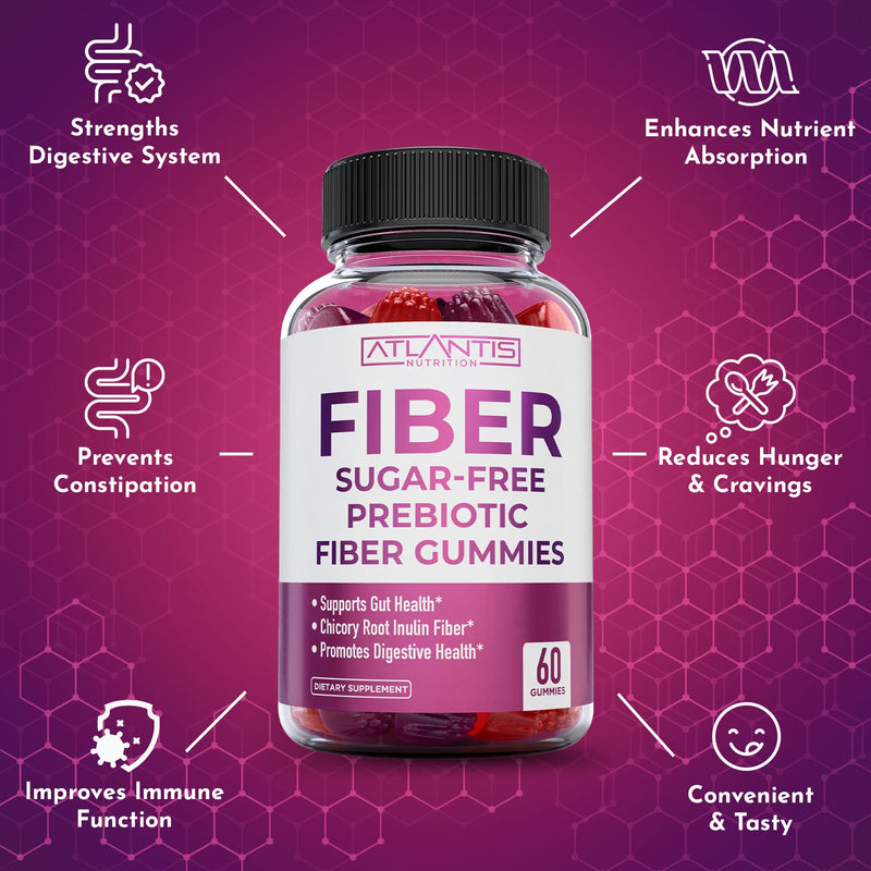 [Australia] - Sugar Free Prebiotic Fiber Gummies For Adults - Fiber Supplement Formulated With 5G Fiber & 5.4G Prebiotic Digestive Blend. Supports Gut Health & Promotes Healthy Digestion - 2-Pack (120 Gummies) 60 Count (Pack of 2) 