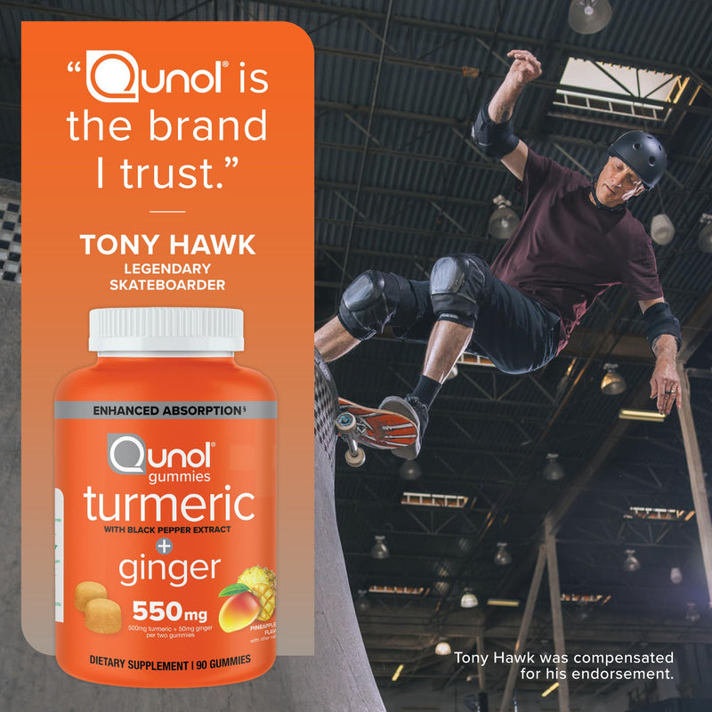 [Australia] - Qunol Turmeric and Ginger with Black Pepper Gummies, Joint Health Support, 90 Count (Pack of 1) 