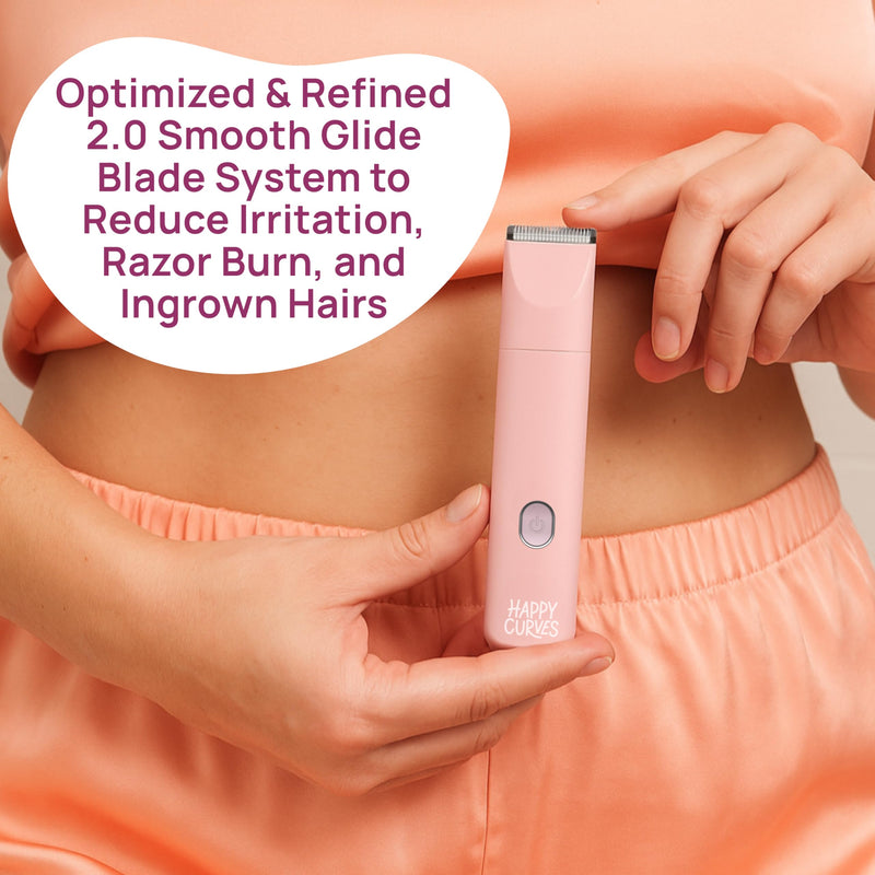 HAPPY CURVES Smoothie 2.0 Bikini Trimmer - Electric Razor for Women, Waterproof Hair Groomer with Adjustable Guards, Personal Shaver for Pubic Hair, Ladies Intimate Shaver and Body Trimmer (Berry) Berry