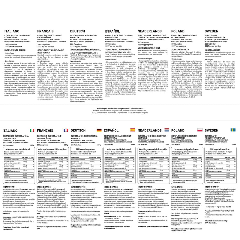 [Australia] - Glucosamine and Chondroitin Complex 2227 mg per serving | 200 highly effective tablets | 8 nutritional components | Made in the UK by Prowise 