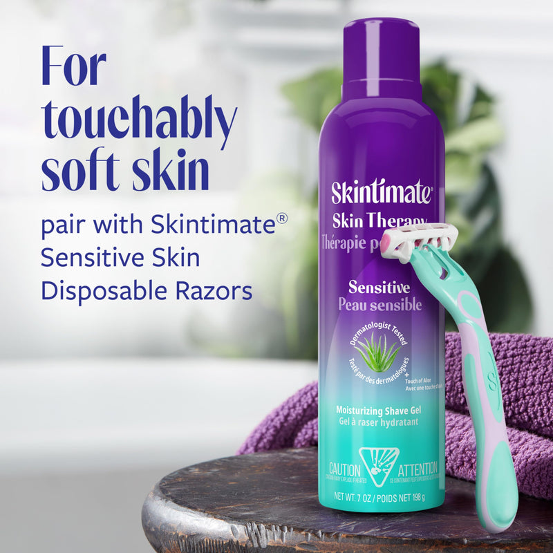 [Australia] - Skintimate Skin Therapy Sensitive Skin Moisturizing Shave Gel for Women with Vitamin E, Aloe and Olive Butter, 7 oz - 3 Pack Aloe Vera 7 Ounce (Pack of 3) 