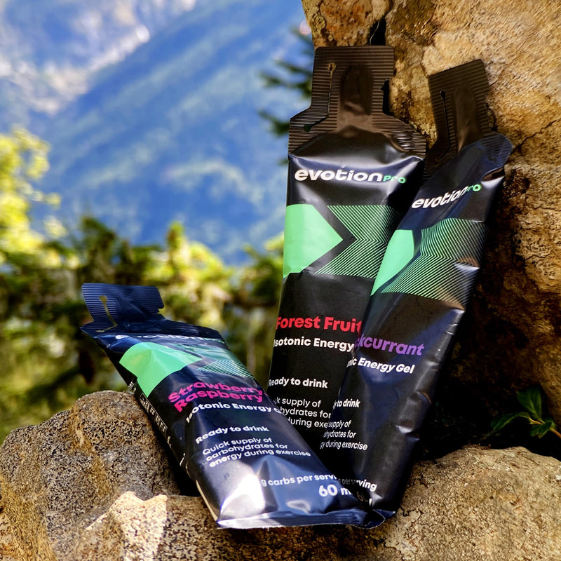 [Australia] - EVOTION PRO High Energy Gel 20 x 60ml - 80kcal 20g carbohydrates per pack - Mix Box - Maltodextrin Power Gel Sport - Liquid Powergel Energy Shot - Energy Running Running Marathon Nutrition Assortment 