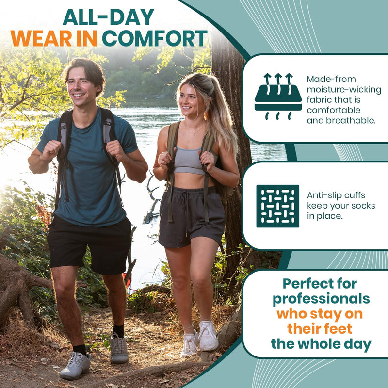 Compression Socks 20-30mmHg for Plantar Fasciitis, Achilles Tendonitis Relief - Ankle Compression Sleeve for Heel Spurs, Foot Swelling & Fatigue - Arch Support Brace for Everyday Use (1 Pair) Gray Solid Large