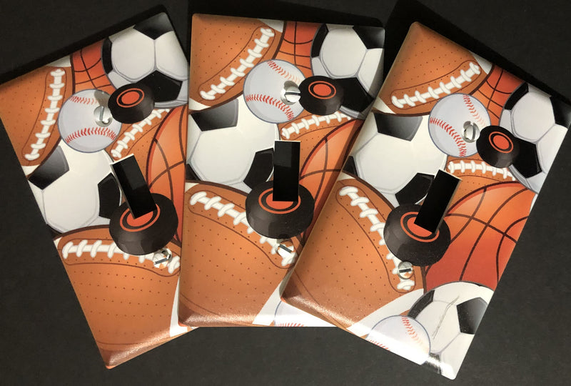 [Australia] - Kids Sports Decor Light Switch Cover Plate Soccer, Football, Baseball, Hockey Decorative Nursery Teen Toddler Room Bedroom Bathroom Playroom DIY Wall Decoration (Sports) 