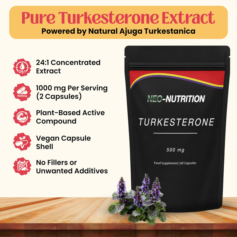 Turkesterone Capsules Pure 500mg Natural Ajuga Turkestanica Extract Ecydysterone (120 Capsules) 120 count (Pack of 1)