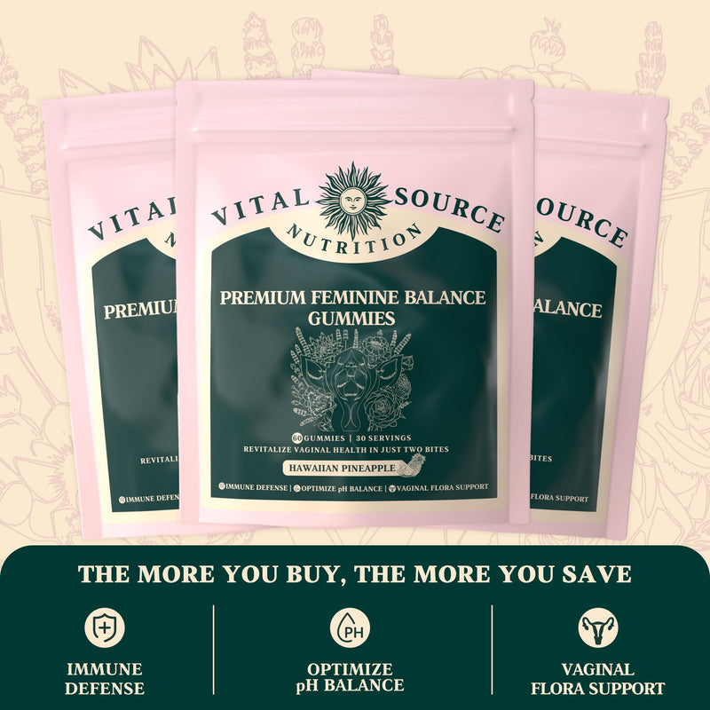 [Australia] - Vital Source Nutrition - Premium Feminine Balance Gummies - for Women‚Äôs Health & Wellness - Immune Support - Vegan, Gluten-Free - Hawaiian Pineapple - 60 Gummies - 30 Servings 