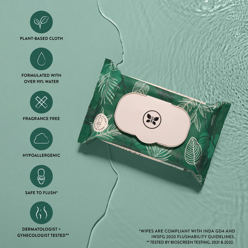 [Australia] - The Honest Company Plant-Based Flushable Wipes | 99% Water, Hypoallergenic, EWG Verified, Safe to Flush | Fragrance Free, 42 Count Unscented 42 Count (Pack of 1) 