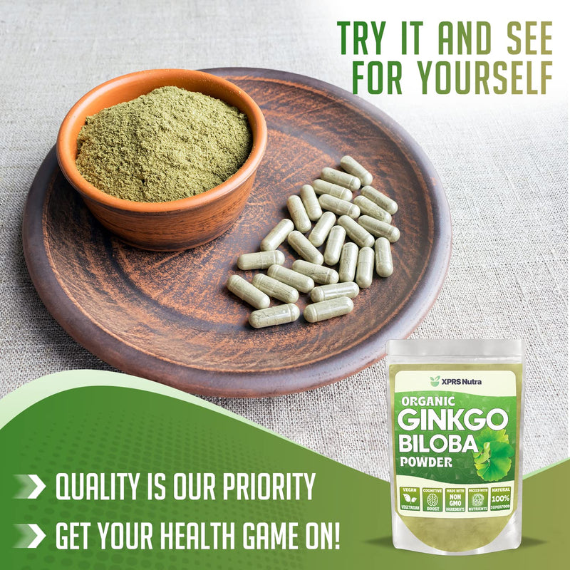 [Australia] - XPRS Nutra Organic Ginkgo Biloba Powder - Gingko Biloba Supplements for Cognition - Vegan Friendly Ginkoba Biloba Organic - Immunity Boosting Ginkgo Biloba Powder (16 oz) 1 Pound (Pack of 1) 