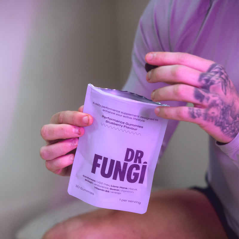 Lion's Mane & Cordyceps Mushroom Gummies - Vegan, Natural & Sugar Free with Vitamin B5 - Focus & Memory Supplement - 1 Month's Supply - 3,000mg per Serving - 30 Gummies - Blueberry Flavour