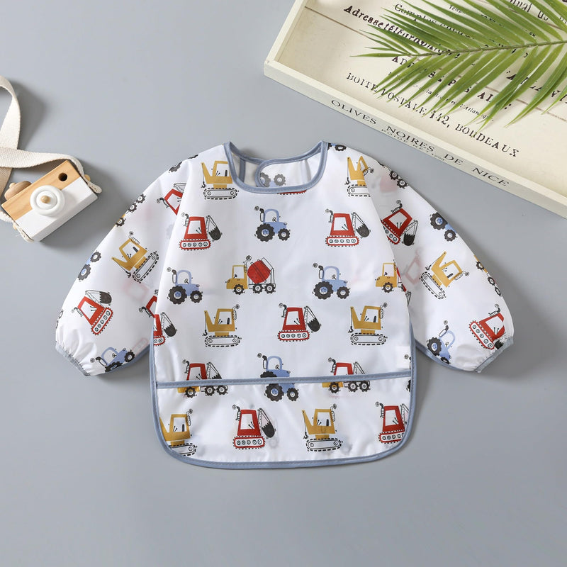 [Australia] - Sleeved Bib,5 Pack,Waterproof Shirt Bibs for Baby 3-24 Months Wipe Clean Dino/Lion/Trucks/Pirate/Forest 