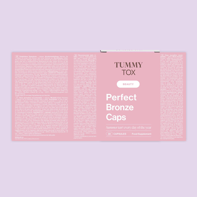 Self Tanning Capsules - Beta Carotene, Hyaluronic Acid, Lycopene, Copper, Selenium, and Vitamins - Perfect Bronze Caps, 30-Day Supply by Tummy Tox