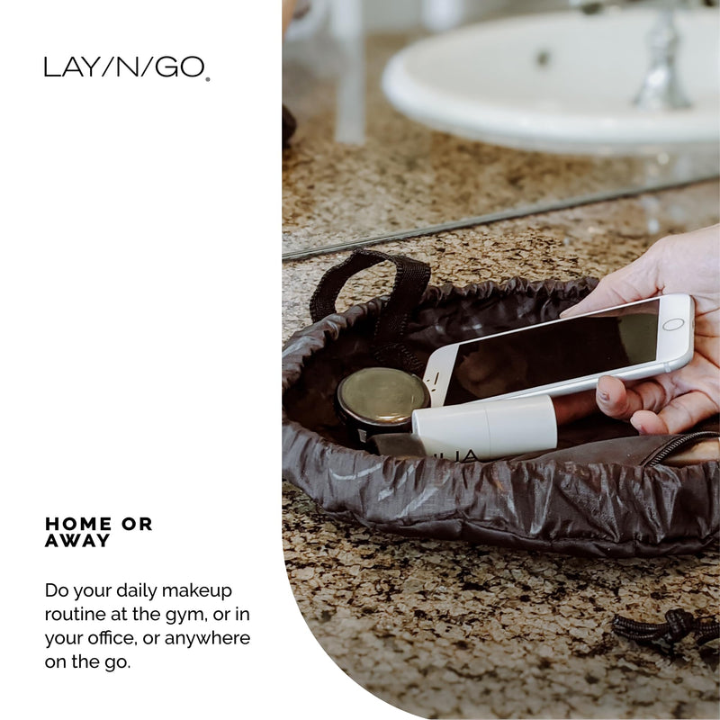 Lay-n-Go Makeup Bag & Travel Utility Bag Gift Set - 2 Pack - 16 inch Cosmetic Pouch Toiletry Bag with Gear, Accessory & Tool Bag with Pockets