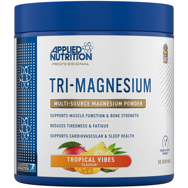 Applied Nutrition Tri-Magnesium Powder 3 in 1 - Magnesium Glycinate Supplements for Bone, Muscle, Nervous System Sleep Health - 300 mg per Serving (200g - 50 Servings) (Tropical Vibes) Tropical Vibes 200 g (Pack of 1)