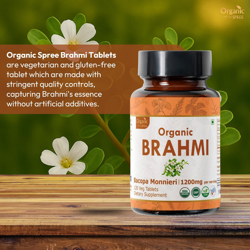 [Australia] - Brahmi 120 Tablets ‚Äì USDA Organic Bacopa Monnieri Supplement ‚Äì Supports Focus, Calm & Memory ‚Äì Herbal Nootropic* 120 Count (Pack of 1) 