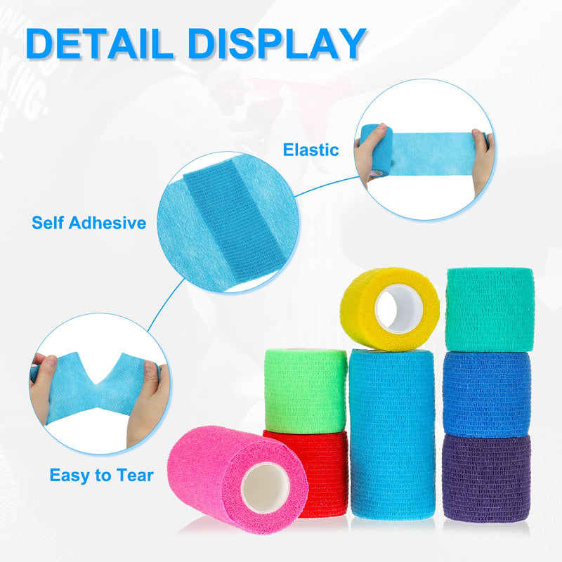PATIKIL 2" x 177" Self Adhesive Bandage Wrap, 12 Pcs Elastic Self Breathable Self Adherent Wrap Tape for Stretch Athletic Sports Wrist Ankle Outdoor Tape, Black