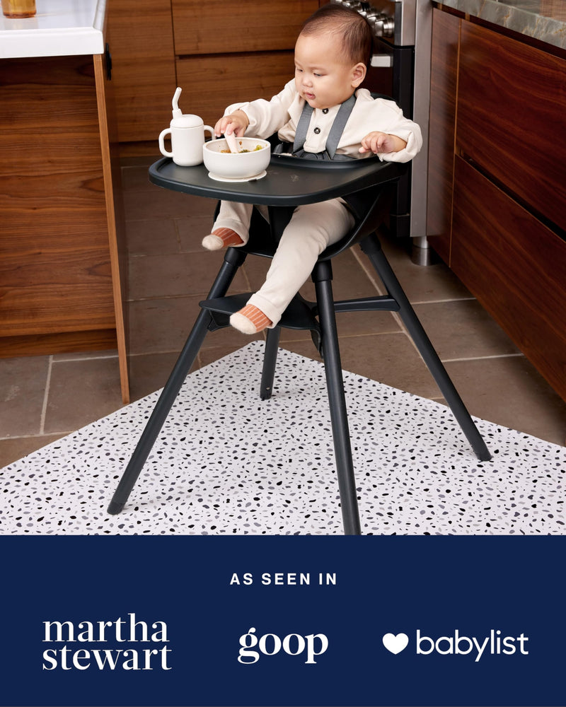 [Australia] - Lalo Splat Mat - Double-Sided Vegan Leather Wipeable Baby High Chair Mat, Modern Design - Perfect for Mealtime & Playtime, Easy to Clean - 47 x 47 Inches, Wickerwork Grey 