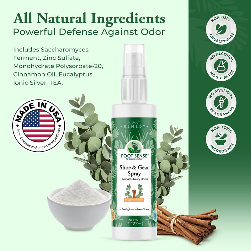Foot Sense – Shoe Deodorizer & Foot Spray – Natural Foot & Shoe Odor Eliminator for Smelly Feet, Shoes & Sports Gear, Long-Lasting Refreshener for Adults & Kids – 5oz 1