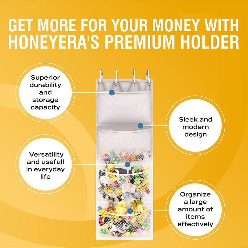 [Australia] - The Original Stuffed Animal Storage (Patent Pending) - Over Door Organizer for Stuffies, Baby Ideas Holder, Toy Plush/Hammock Hanging Storage Net Big Girls Toddler Large Bag Animals White 