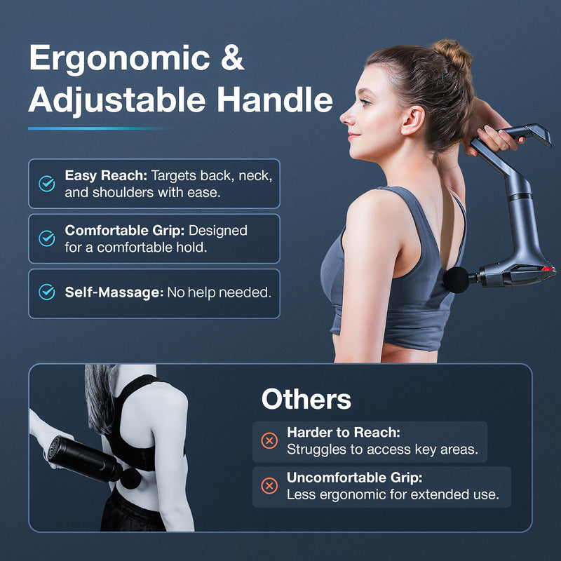 [Australia] - Massage Gun Deep Tissue with Muscle Massager Belt for Relaxation with Extended Handle 3-In-1 Back Massager for Pain Relief, 12 Speed Levels & 4 Replaceable Heads for Athletes, Gym Recovery and Seniors 