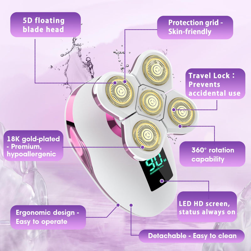Electric Razors for Women Legs Travel : Rechargeable Waterproof Razor Trimmer for Womens - Dry Wet Electric Shaver for Women - Pro Portable Personal Body Shaver