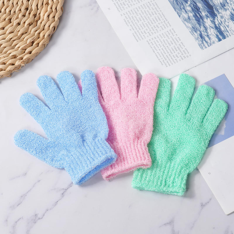 [Australia] - URAQT peeling gloves, pack of 6 exfoliating gloves, peeling gloves, body peeling gloves for body and face C-6PCS 
