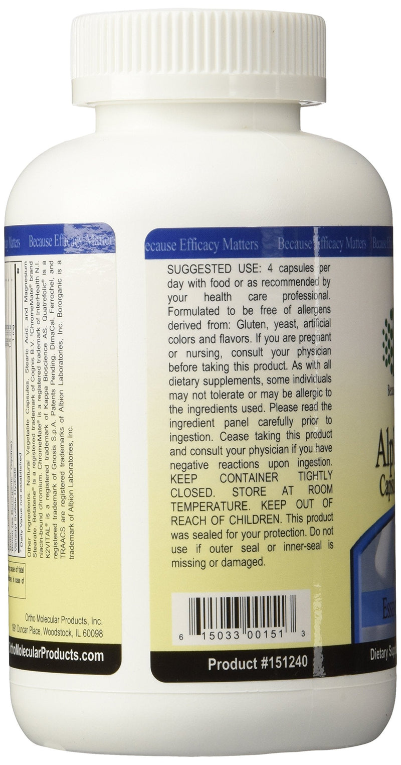 Ortho Molecular Products Alpha Base Capsules with Iron, 240 Count