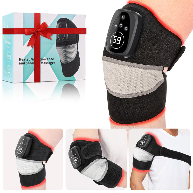 Red Light Therapy Device for Knee,Rechargeable Cordless 660nm&850nm Infrared Light Therapy Knee Massager with Vibration for Women Men, Heating Knee Brace for Joint Elbow Shoulder Muscle Pain Relief