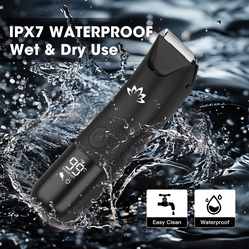 [Australia] - RESUXI Manscape Ball Trimmer for Men,Body& Pubic Hair Trimmer and Groin Hair Shaver, Bikini Trimmer Women,Smooth Shaving, Lightweight with Travel Lock, IPX7 Waterproof Wet/Dry Shaving, LED Display Black-3 