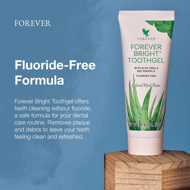 [Australia] - Forever Living - Bright Toothgel, Fluoride-Free Aloe Vera Gel with Bee Propolis, Peppermint-Spearmint Flavor, 4.6 oz, 2 Pack Mint 4.6 Ounce (Pack of 2) 