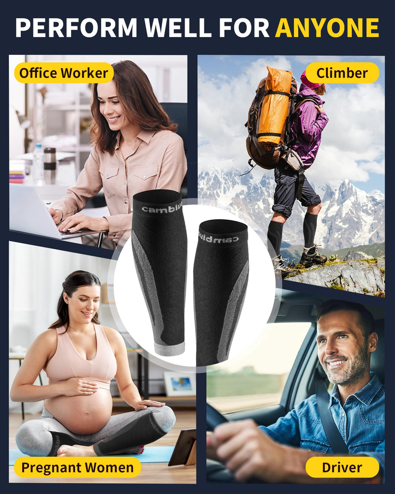 [Australia] - CAMBIVO 3 Pairs Calf Compression Sleeves for Men & Women – Footless Compression Socks for Shin Splints, Pain Relief, Varicose Veins – Leg Support for Running, Travel, Fitness, Nursing Large-X-Large Gray 