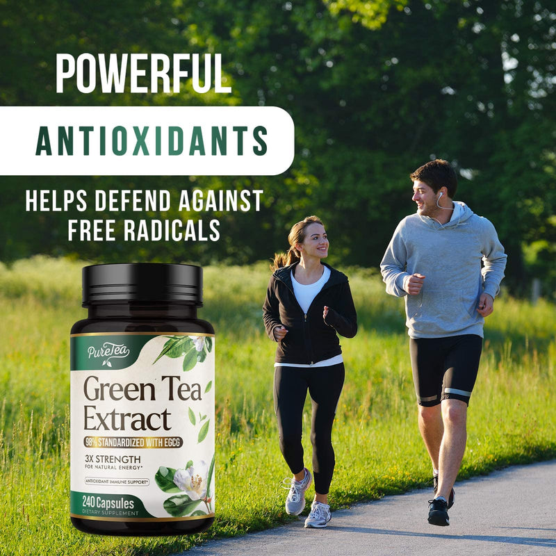 [Australia] - Green Tea Extract Pills 1000mg with EGCG for Heart Support with Antioxidants - 98% Standardized Polyphenols - 3X Absorption Green Tea Capsules for Natural Energy, Gentle Caffeine - 240 Capsules 240 Count (Pack of 1) 