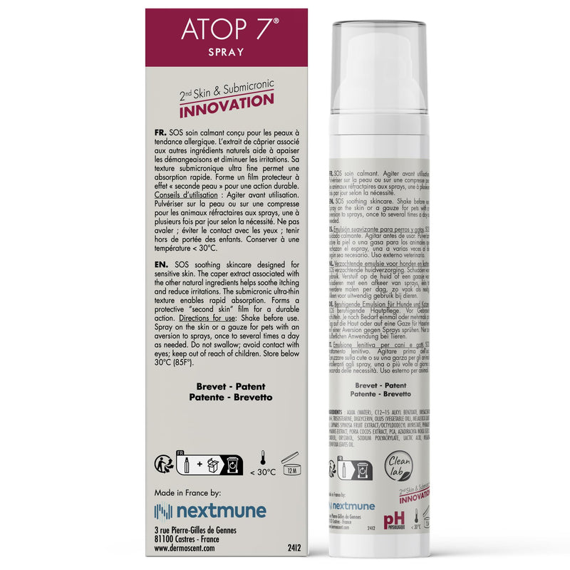 Dermoscent ATOP 7 Spray for Dogs and Cats - Soothing Skincare for Itchy Skin Relief & Irritated Allergy-Prone Skin - 75 ml - PawsPlanet Australia