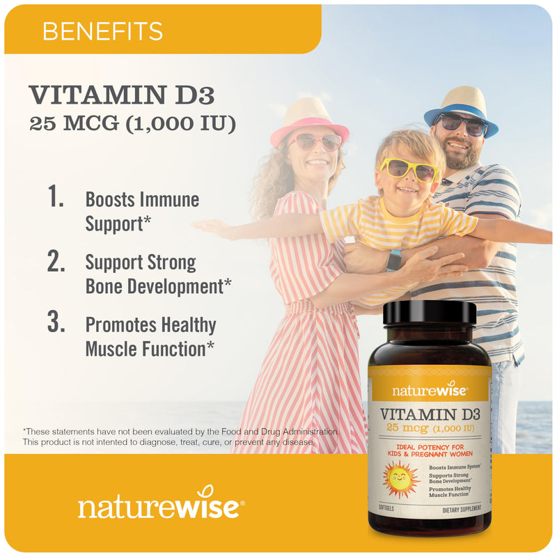 NatureWise Vitamin D3 1000iu and Vitamin B Complex for Cellular Energy, Mental Clarity, Immune & Muscle Support - 360 Count