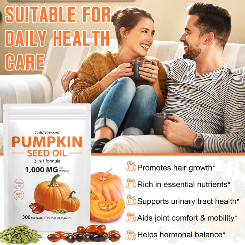 [Australia] - Pumpkin Seed Oil Capsules, 2 in 1 Pumpkin Seed Extract 300 Softgels,Supports for Hair Growth 300 Count (Pack of 1) 