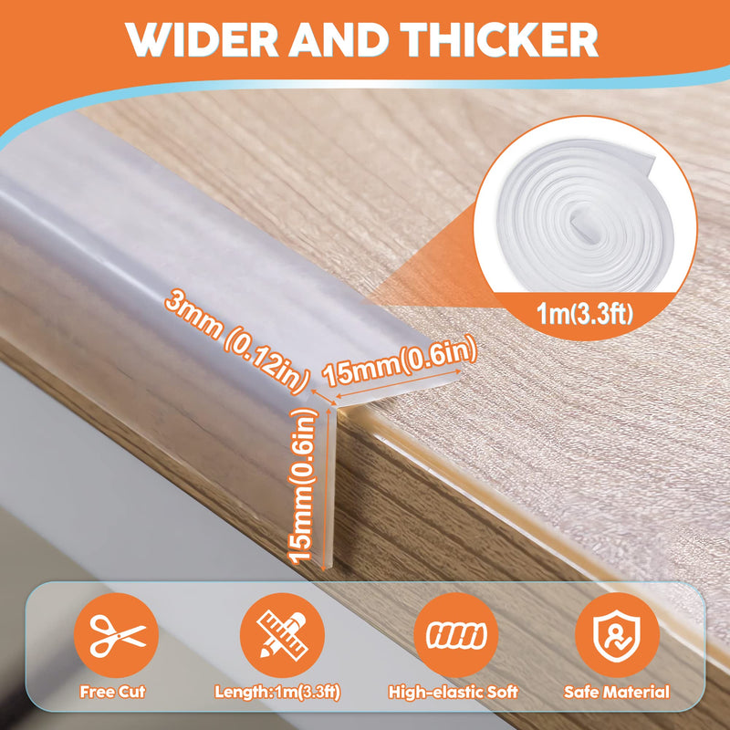 [Australia] - Baby Proofing, Edge Protector 100% Silicone, Soft Corner Protectors for Kids, Pre-Tape Adhesive Edge Guard for Kids Safety, Child Drawer Furniture Cabinet Bumper (3.3ft 0.6x0.6in(Width)) 3.3ft 0.6x0.6in(Width) 