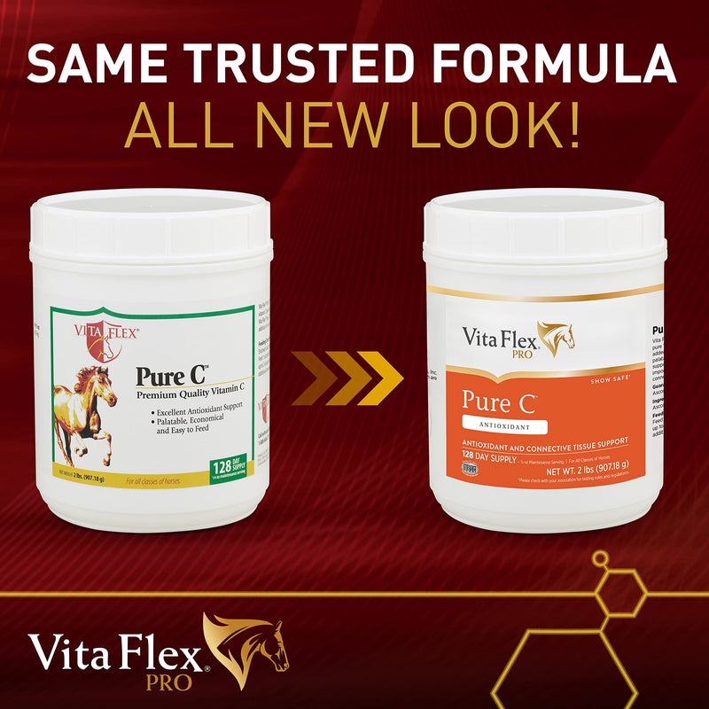 Vita Flex Pro Pure C Antioxidant Supplement, 2 lb, 128-Day Supply | Premium Quality Horse Vitamin C Supplement, Collagen Support for Horses, Antioxidant and Connective Tissue Support