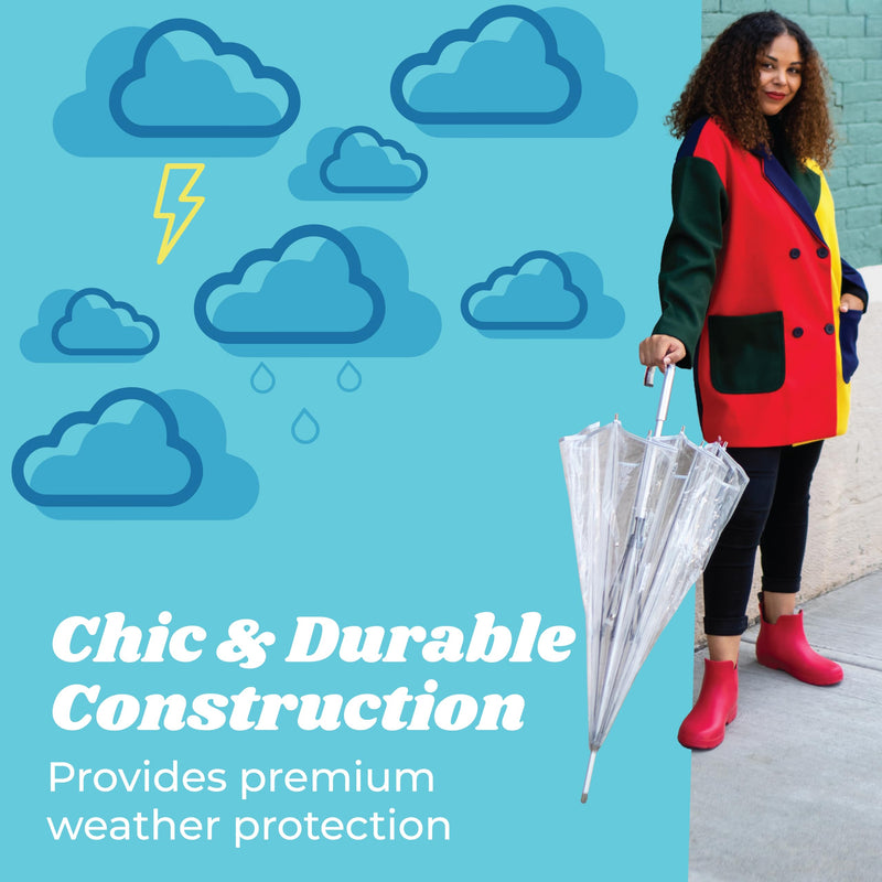 Totes Adult Bubble Umbrella with Dome Canopy and Lightweight Wind and Rain Protection Iridescent - 1pk 51 inches